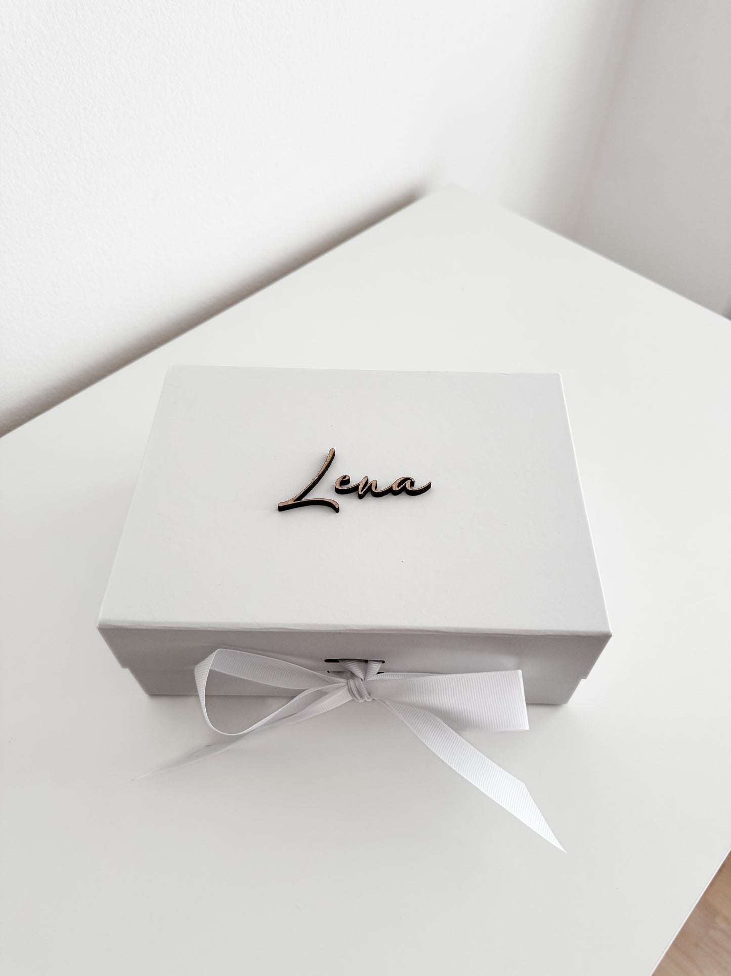 Personalized gift box with ribbon