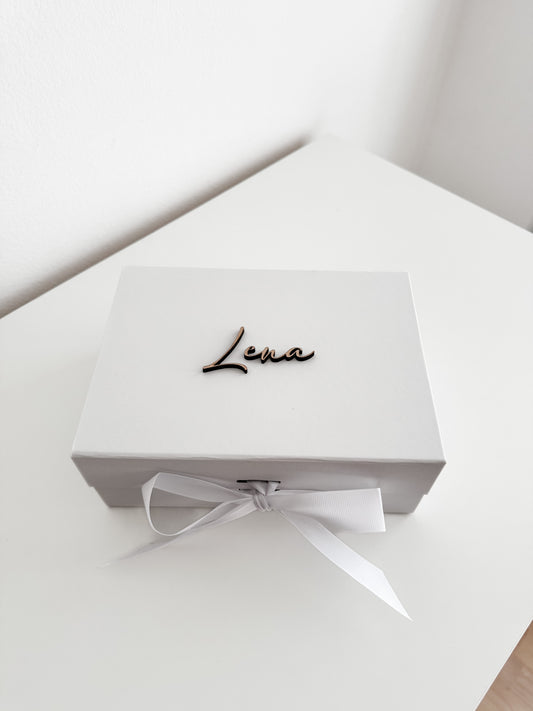 Personalized gift box with ribbon