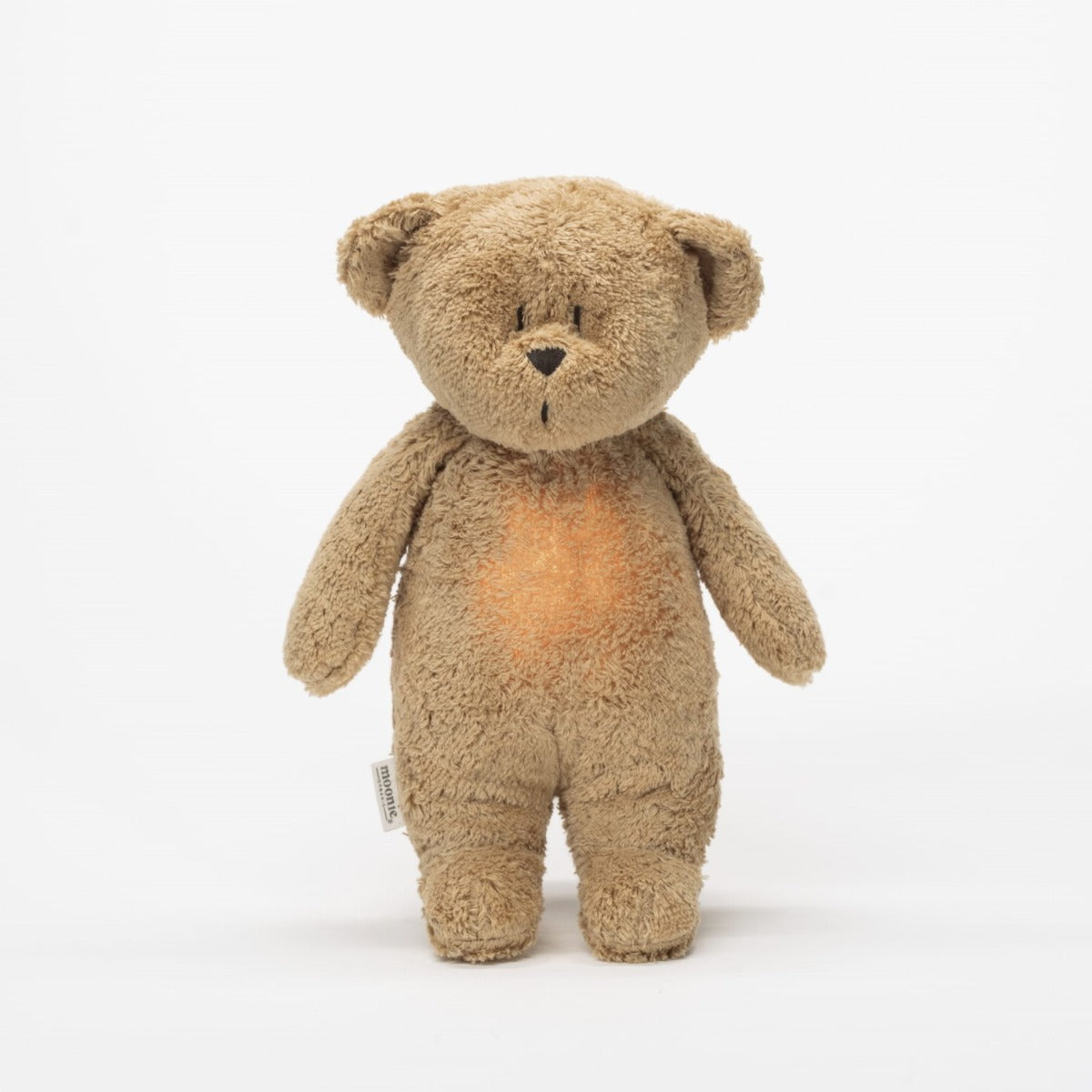 Moonie Bear 2.0 Organic Sand – plišasti Moonie medvedek z uspavankami in nočno lučko, za lažje spanje dojenčka