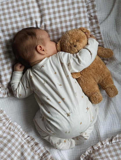 Moonie Medvedek 2.0 Organic Cappuccino - Plišasti medvedek z melodijo in nočno lučko