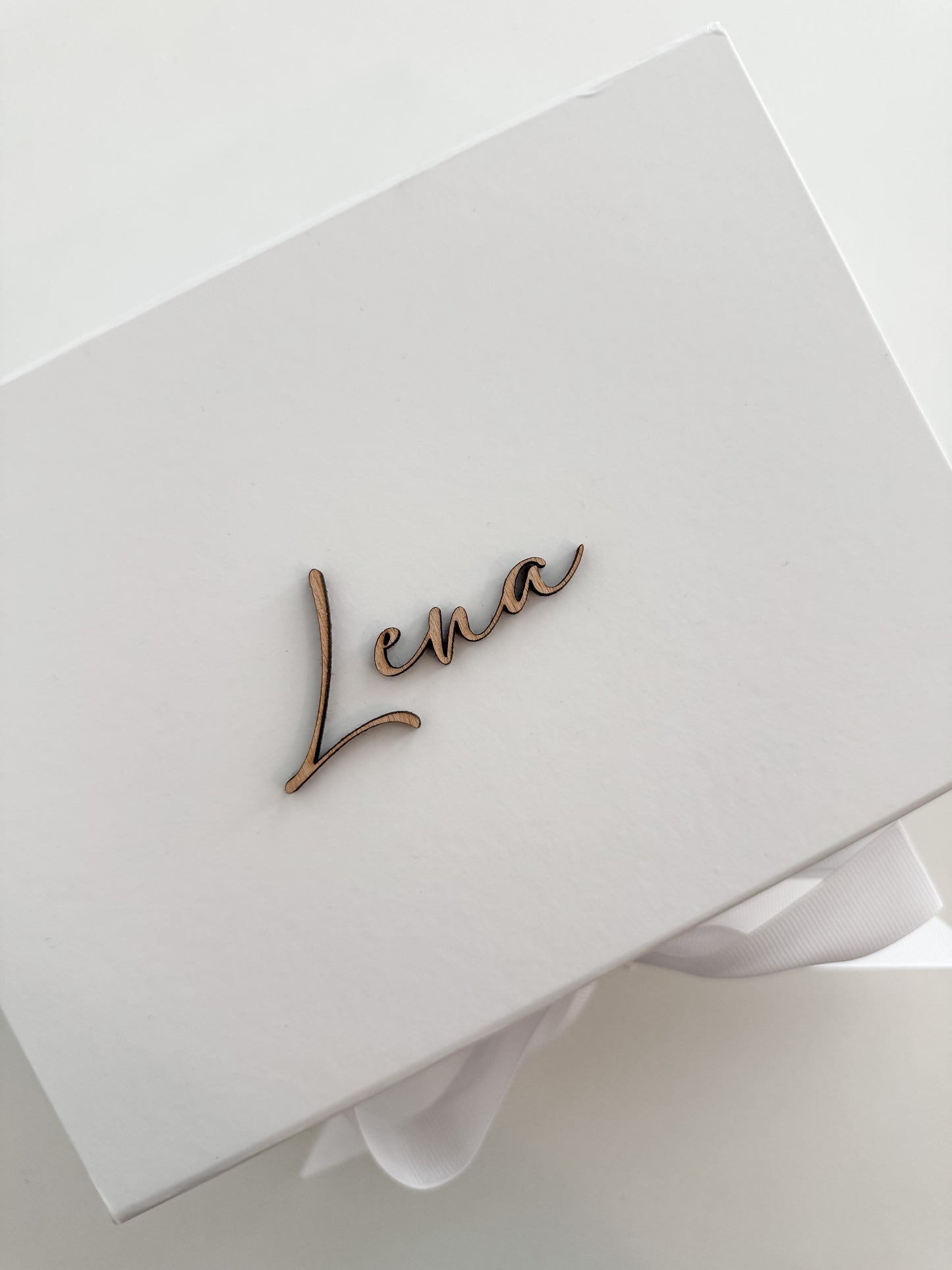 Personalized gift box with ribbon