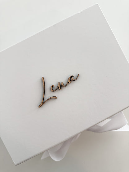Personalized gift box with ribbon