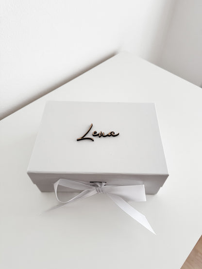 Personalized gift box with ribbon