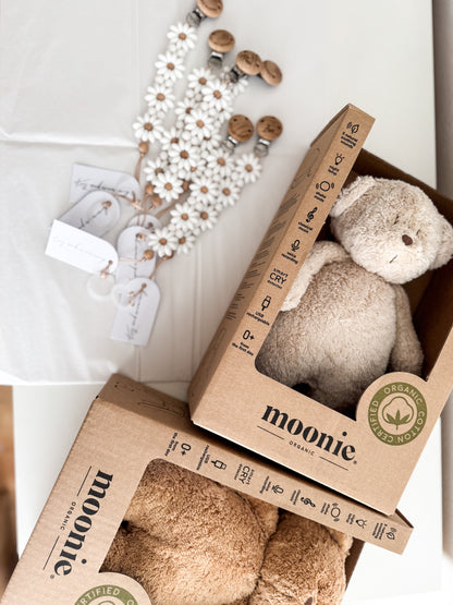 Moonie Bear 2.0 Organic Sand - Plišasti medvedek z melodijo in nočno lučko