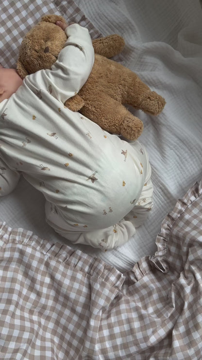 Moonie Medvedek 2.0 Organic Cappuccino - Plišasti medvedek z melodijo in nočno lučko